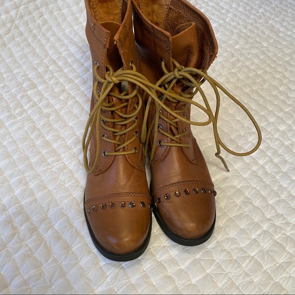 ALDO Leather Studded Combat Boots - Picture 3 of 6